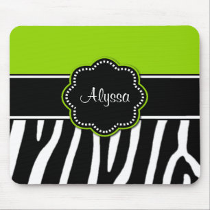 Limoner grüner Zebra-Druck Mousepad