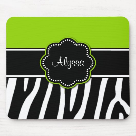 Limoner grüner Zebra-Druck Mousepad (Vorne)