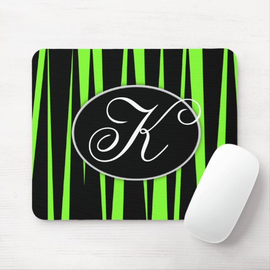 Limoner grüner Zebra Stripes mit Monogramm Mousepad (Mit Mouse)