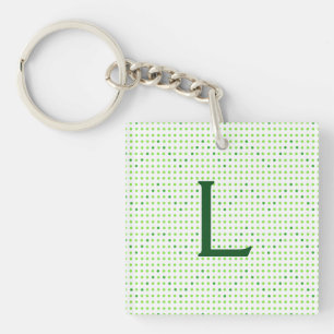 Limoner, grüner Zickzack Musterpunktmonogramm-Schl Schlüsselanhänger