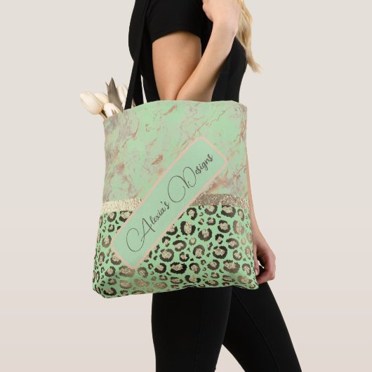 Limoner Marmor Glittery Leopard Personalisiert Tot Tasche (Von Nahem)