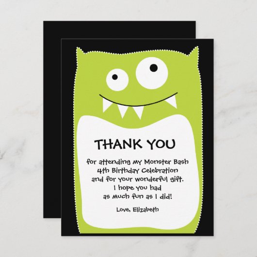 Limoner Monster-heftiger Schlag danken Ihnen zu Dankeskarte (Vorne/Hinten)