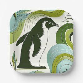 Limoner Olivenpinguin am Blossofer Flora Leaf Pappteller