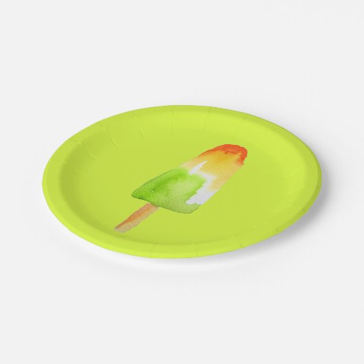 Limoner Orangenpopsikel Sommereisblock Pop Kunst Pappteller (Schrägansicht)