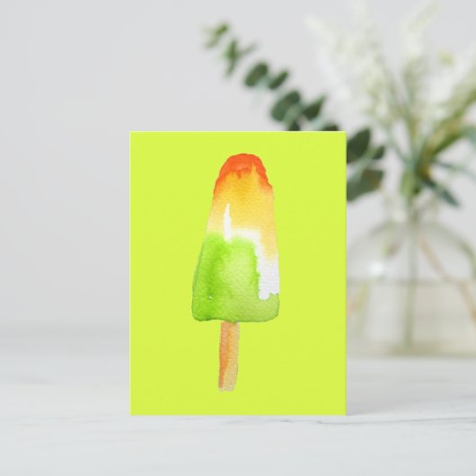 Limoner Orangenpopsikel Sommereisblock Pop Kunst Postkarte (Stehend Vorderseite)