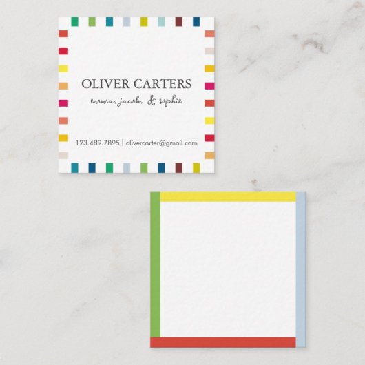 Limoner Platz mit farbenfrohen Töpfen Personalisi Quadratische Visitenkarte (Vorne/Hinten)