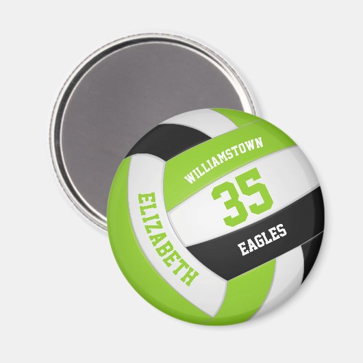 Limoner Schwarz-weißer Volleyball mit Teamname Magnet (Vorderseite/Rückseite)