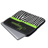 Limoner schwarzer Zebra-Limones Band-Monogramm Laptopschutzhülle (Vorne Knopf)