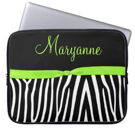 Limoner schwarzer Zebra-Limones Band-Monogramm Laptopschutzhülle
