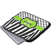 Limoner schwarzer Zebrastreifen Polka Dots Laptop Laptopschutzhülle (Vorne Knopf)