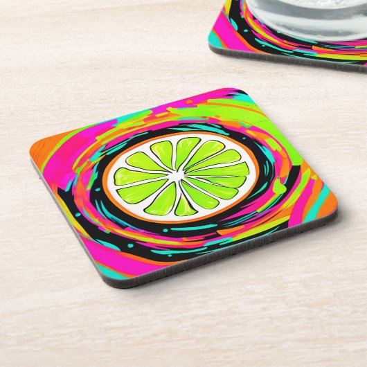 Limoner Slice Pop Art Getränkeuntersetzer (Linke Seite)