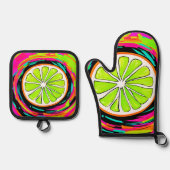 Limoner Slice Pop Art Ofenhandschuh & Topflappen-Set (Vorderseite)
