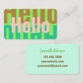 Limoner Smaragdgrüner Tan Pink Hallo Visitenkarte (Vorne/Hinten)
