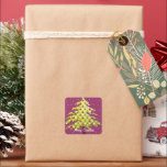 Limoner Weihnachtsbaum mit Pflaumendekor Quadratischer Aufkleber<br><div class="desc">Weitere Weihnachtsdesigns von Sandra</div>
