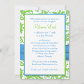 Limoner, weißer, blauer Damast DRUCKband Einladung (Rückseite)