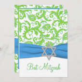 Limoner, weißer, blauer Damast DRUCKband Einladung (Vorne/Hinten)