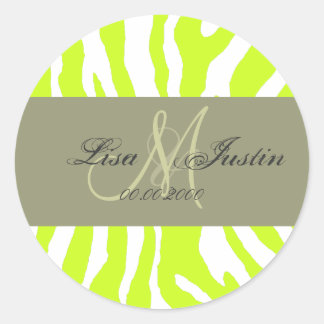 Limoner Zebra, Monogramm-Aufkleber Runder Aufkleber