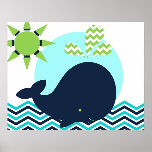 Limones, blaues und Navy Whale Kinderzimmer Poster (Vorne)