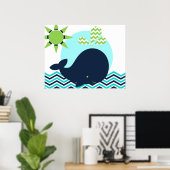Limones, blaues und Navy Whale Kinderzimmer Poster (Heimbüro)