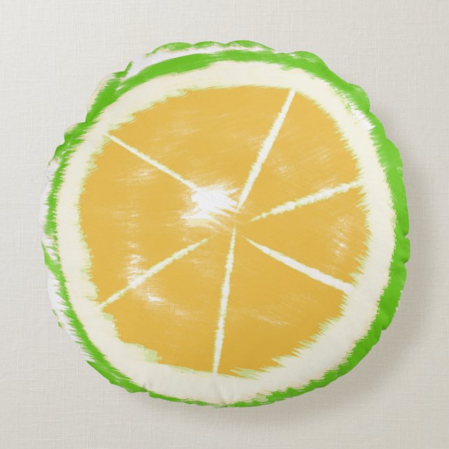 Limones Design der Abstrakten Citrus-Gefärbte Kraw Rundes Kissen (Vorderseite)