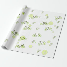 Limones Fahrradmuster grün Geschenkpapier