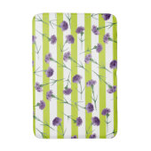 Limones Grün Stripes lila Gartennelken-Muster Badematte (Vorderseite Vertikal)
