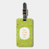 Limones Grün-und GoldGlitzer-Stadt-Punkt-Monogramm Gepäckanhänger (Vorderseite vertikal)