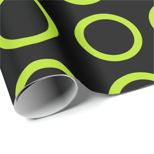 Limones grünes Kreis-Schwarzes Geschenkpapier (Rolleneckpunkt)