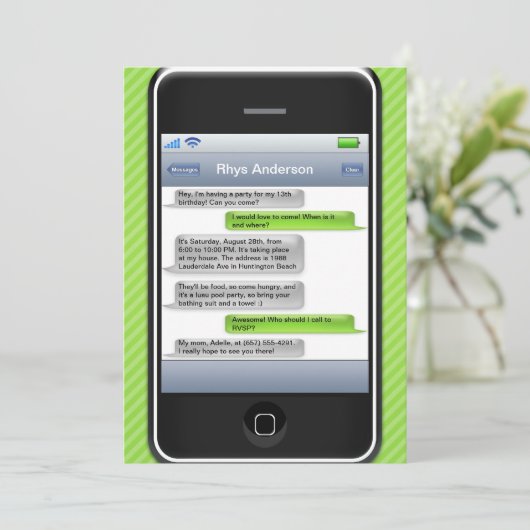 Limones Grünes/Schwarz-intelligentes Einladung (Stehend Vorderseite)