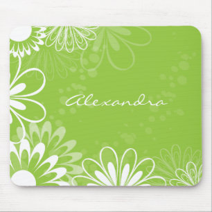 Limones grünes und weißes BlumenMousepad Mousepad