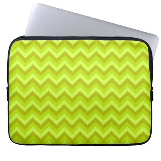 Limones grünes Zickzack-Muster Laptopschutzhülle (Vorderseite)
