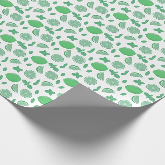 Limones, handgezeichnetes und minztes botanisches geschenkpapier (Ecke)