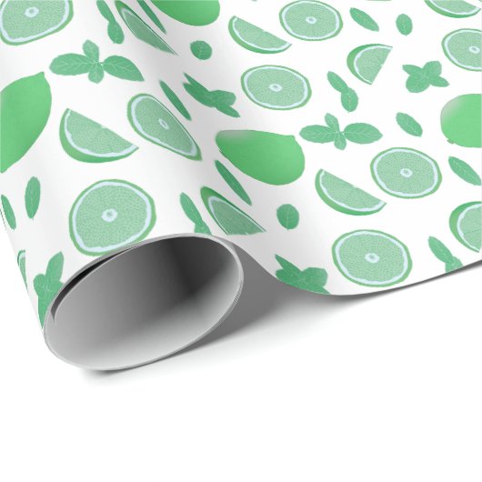 Limones, handgezeichnetes und minztes botanisches geschenkpapier (Rolleneckpunkt)