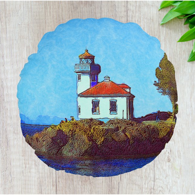 Limones Kiln Lighthouse am Freitag Hafen Rundes Kissen (Von Creator hochgeladen)