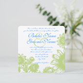 Limones Licht Aqua Vintage Blume Einladung Hochzei (Stehend Vorderseite)