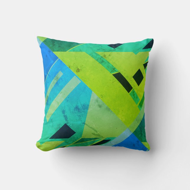 Limones Mint Green Navy Diagonal Abstract Design Kissen (Vorderseite)