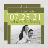 Limones Olive Green Wedding Foto Save the Date (Vorne/Hinten)