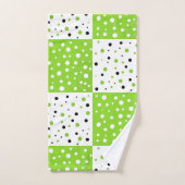 Limones Schwarz-Weiß-Polka-Dot-Farbblockmuster Badhandtuch Set (Handtuch)