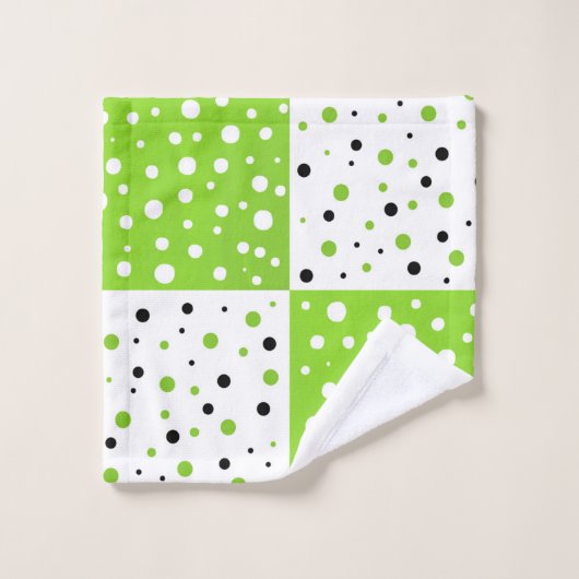 Limones Schwarz-Weiß-Polka-Dot-Farbblockmuster Badhandtuch Set (Waschlappen)