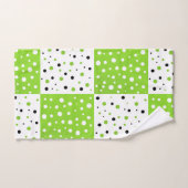 Limones Schwarz-Weiß-Polka-Dot-Farbblockmuster Badhandtuch Set (Handtuch)