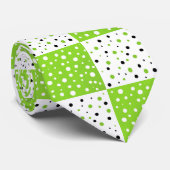 Limones Schwarz-Weiß-Polka-Dot-Farbblockmuster Krawatte (Gerollt)