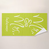 Limones Script Mr. & Mrs. Wedding Familienbadehand Badehandtuch (Badehandtuch)