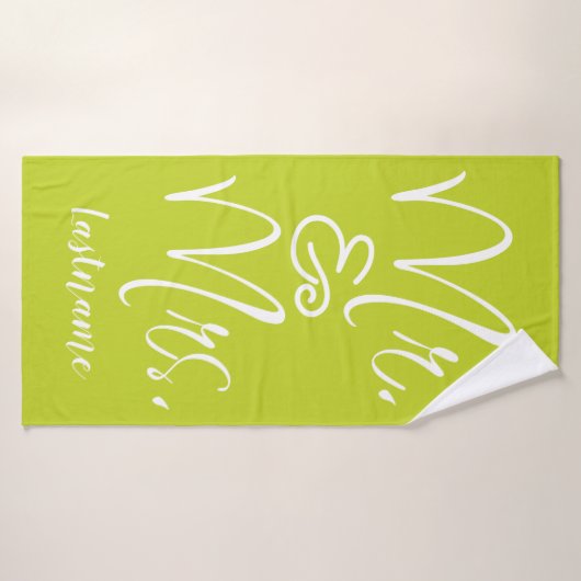 Limones Script Mr. & Mrs. Wedding Familienbadehand Badehandtuch (Badehandtuch)