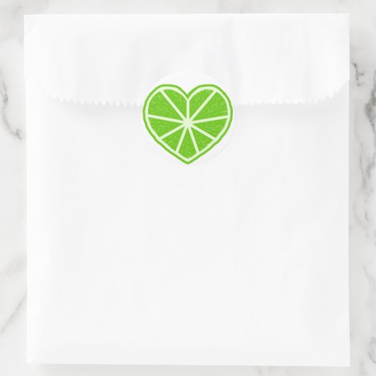 Limones Slice Heart Runder Aufkleber (Tasche)