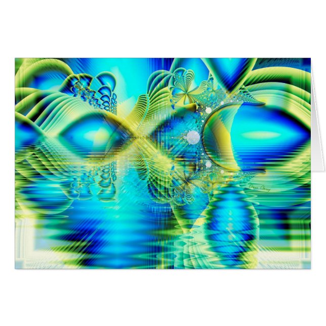 Limones Türkis-Kristallherz der Liebe, abstrakt (Vorderseite (Horizontal))