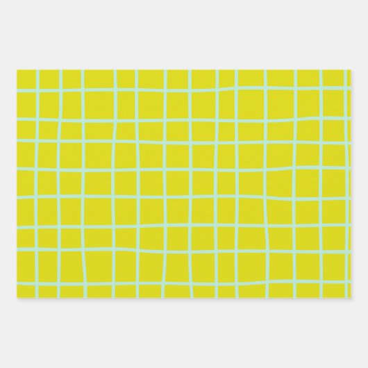 Limones und Aqua Abstraktes Gittermuster Geschenkpapier Set (Vorderseite)