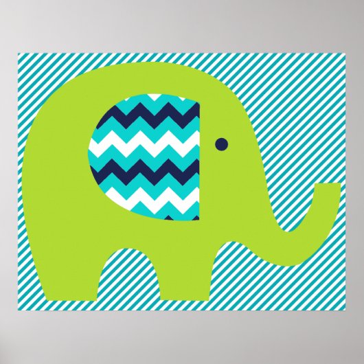 Limones und Aquamarines Elephant Kinderzimmer Post Poster (Vorne)