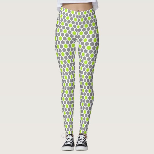 Limones und graues Hexagon-Muster Leggings (Vorderseite)