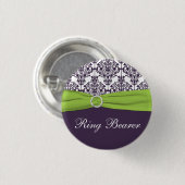 Limones und lila Damast-Ring-Träger-Button - klein Button (Vorne & Hinten)