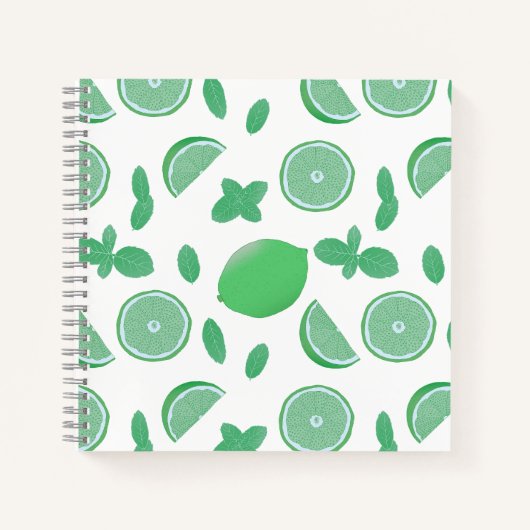 Limones und mintenförmiges botanisches Notebook Notizblock (Vorderseite)
